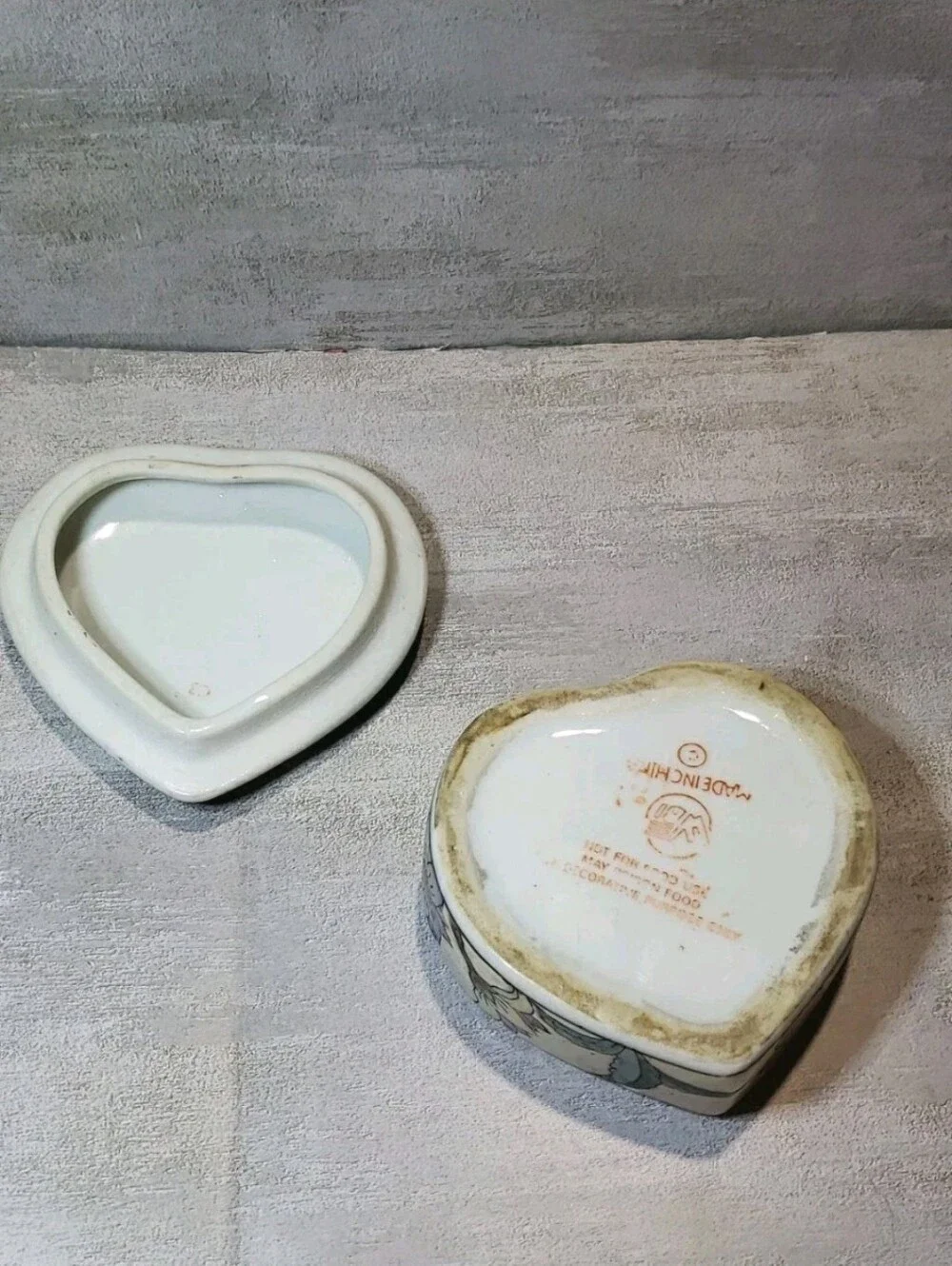 Vtg WBI Floral Porcelain Heart Shaped Lidded Trinket Box Jewlery - Picture 5 of 7
